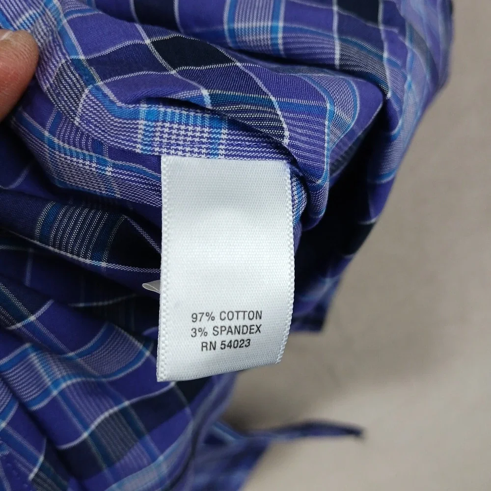 Banana Republic Small‎ Mens Shirt Casual Stretch Long Sleeve Purple Plaid 20x27